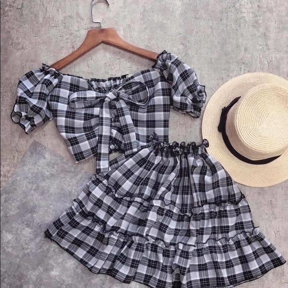 Set 2 pieces with caro stripes - Picture 3 of 4